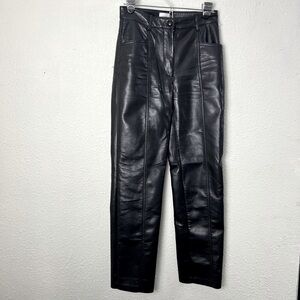Wilfred Aritzia Women's Vegan Leather Black Noir Pants Moto Biker Size 2